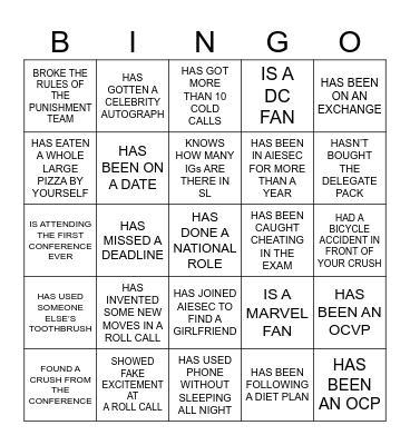 ICE BREAKER Bingo Card