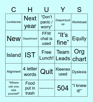 Team Lunch Bingo Card