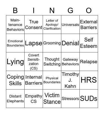 SOTP BINGO Card