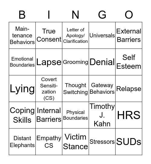 SOTP BINGO Card