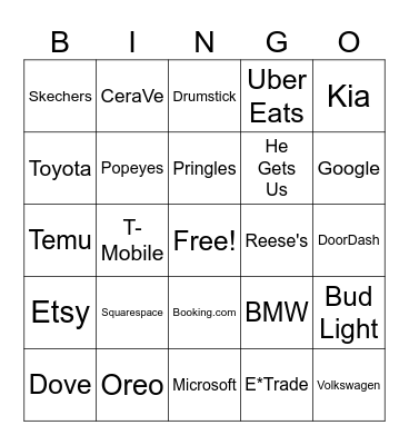 2024 Super Bowl BINGO Card