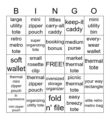 Thirty-One Bingo Card