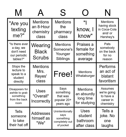 Untitled Bingo Card