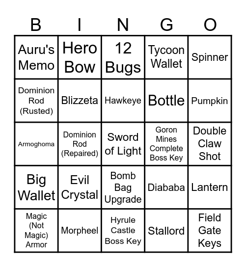 Lorddarkfor Community Twilight Princess Bingo Card