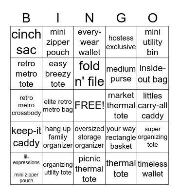 Thirty-One Bingo Card