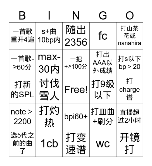 基地2dx直播bingo Card