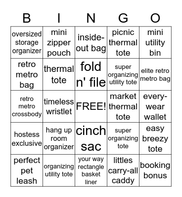Thirty-One Bingo Card