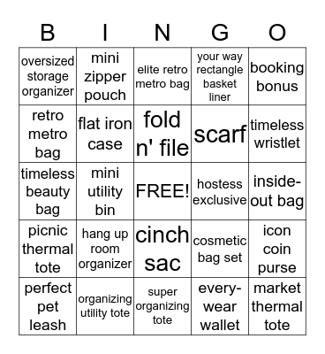 Thirty-One Bingo Card