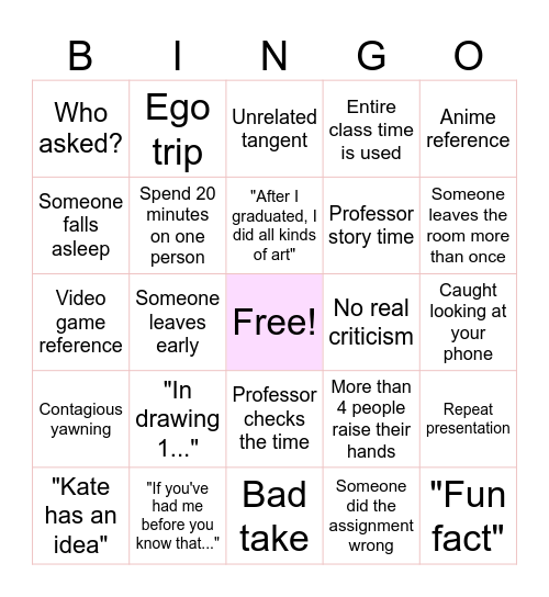 Oh god Bingo Card