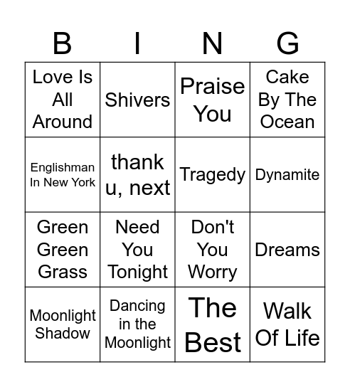 BINGO A Bingo Card