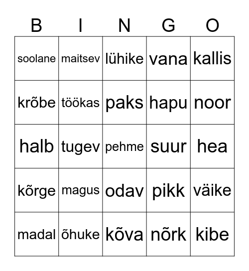 Bingo Card