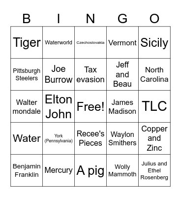 Trivia #2 Bingo Card