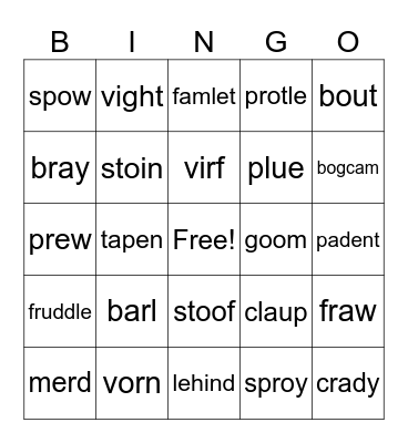 Mixed phonics #2 Bingo Card