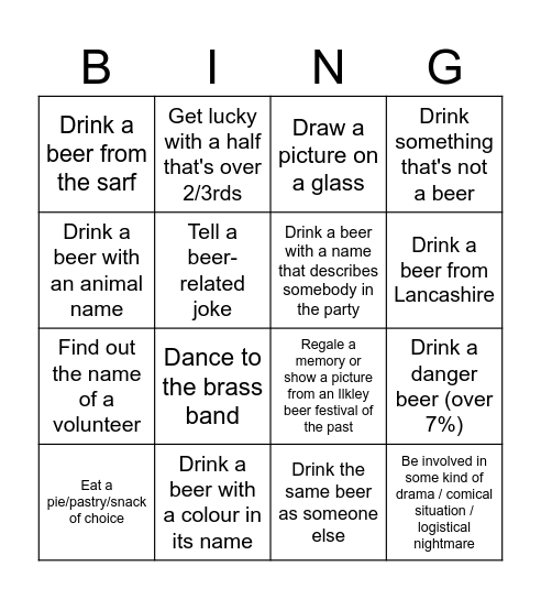 Beer festival bingo Card