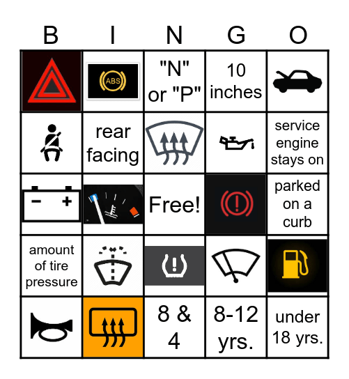 Gauges, Lights, Maintenance Bingo Card