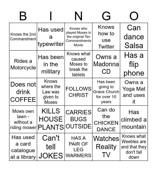 GIRL's GRACE Spring Tea 2016-GROWN-UPS Bingo Card
