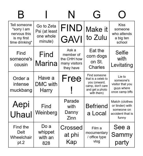 Mardi 2024 Bingo Card