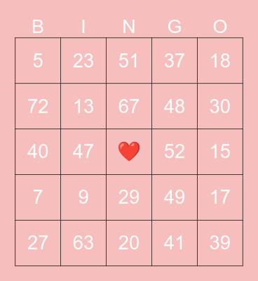 BC2M Valentines Bingo Card