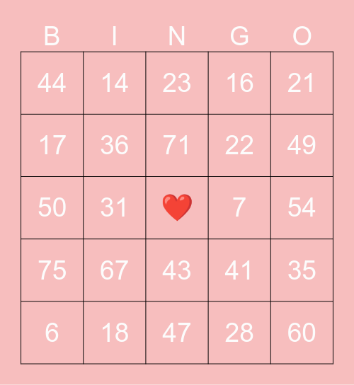 BC2M Valentines Bingo Card