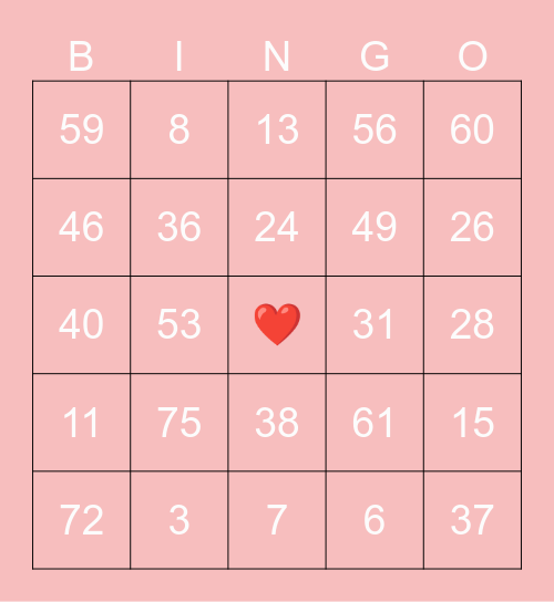 BC2M Valentines Bingo Card