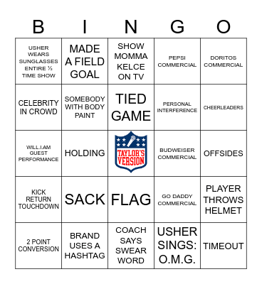 SUPERBOWL 2024 Bingo Card