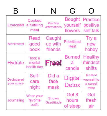 SELF LOVE BINGO ! Bingo Card