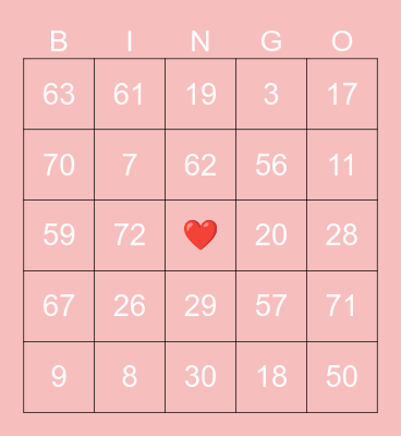 BC2M Valentines Bingo Card