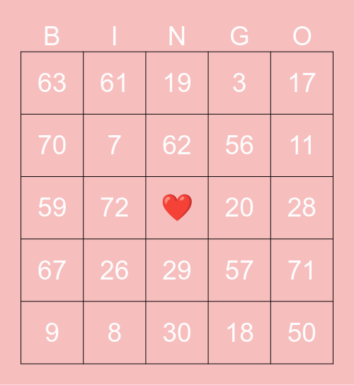 BC2M Valentines Bingo Card