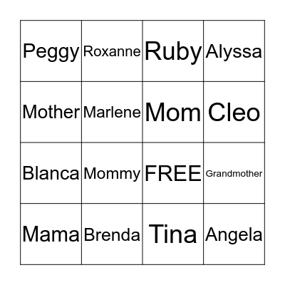 Mother's Day Bingo Card