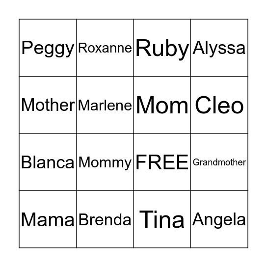 Mother's Day Bingo Card