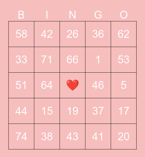 BC2M Valentines Bingo Card