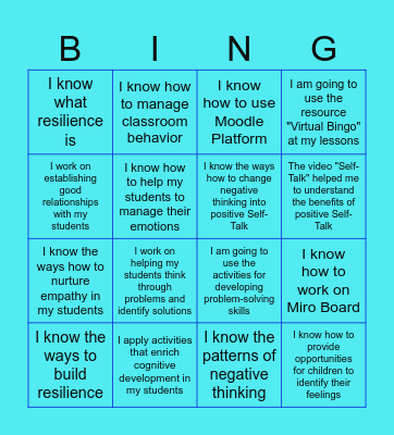 Module 4 Self  Assessment Bingo Card
