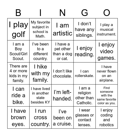 Untitled Bingo Card