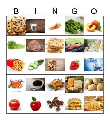 La comida Bingo Card