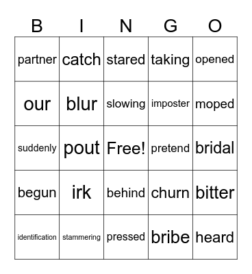 Corrective Reading B2 words from L 17 & 18 Bingo Card