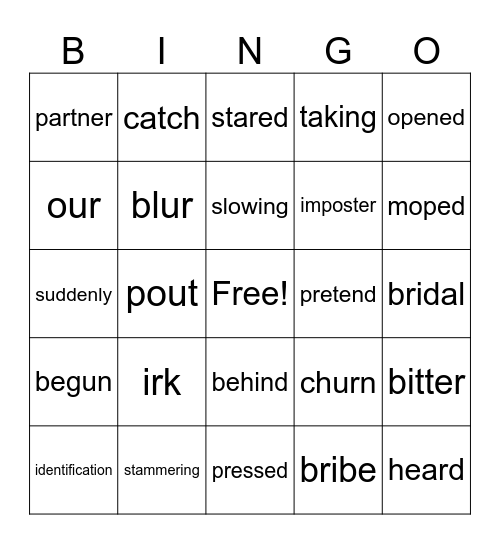 Corrective Reading B2 words from L 17 & 18 Bingo Card