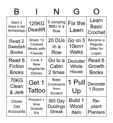 David's 2024 Bingo Card