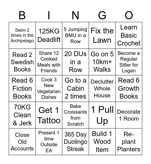David's 2024 Bingo Card