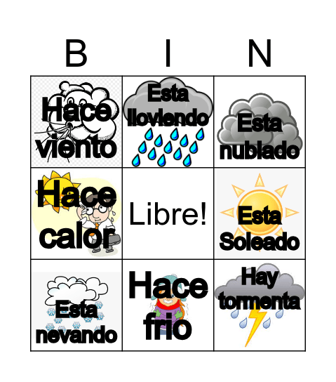 El Clima Bingo Card