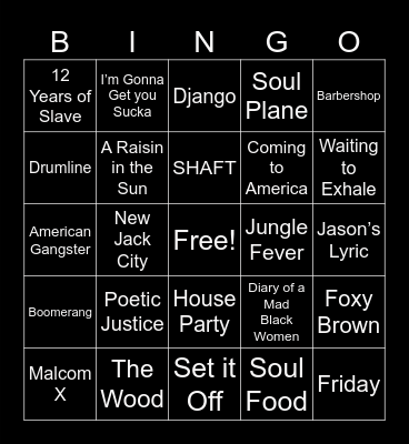 BHM: Movies Bingo Card