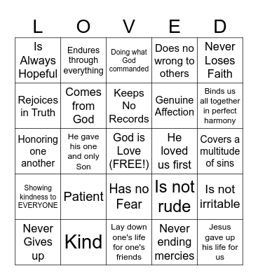 What Is Love? Bingo Card