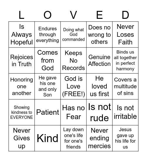 What Is Love? Bingo Card