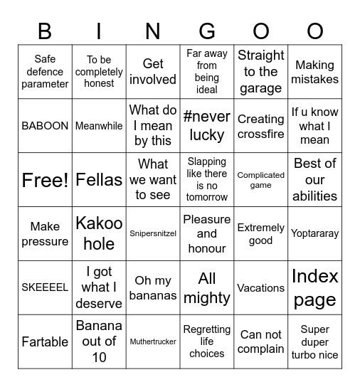 SKEEEL Bingo Card