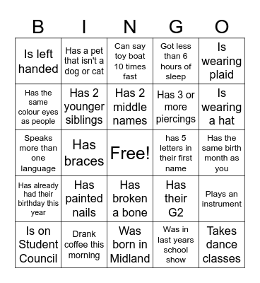 Find someone who... Bingo Card