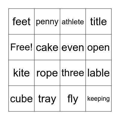 Kit 4 Bingo-Long Vowels Bingo Card