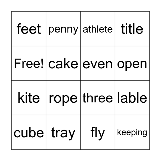 Kit 4 Bingo-Long Vowels Bingo Card