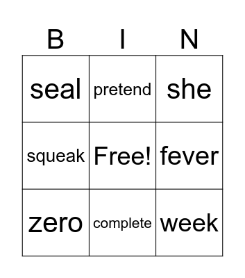 2/9 Spelling Words Bingo Card