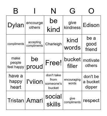 Encouraging Others Bingo Card