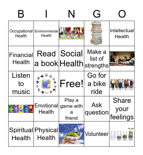 Dimensions of Health Bingo Card