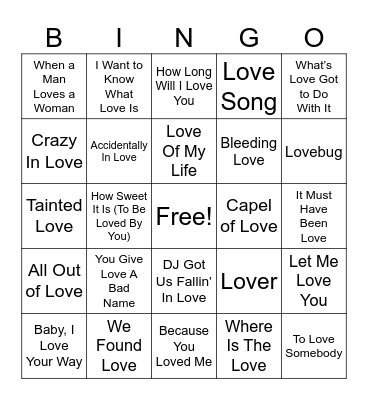 Love in the Title Bingo Card